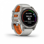 Смарт часы Garmin Fenix 7 Pro Sapphire Solar титановый серый с серо-оранжевым ремешком