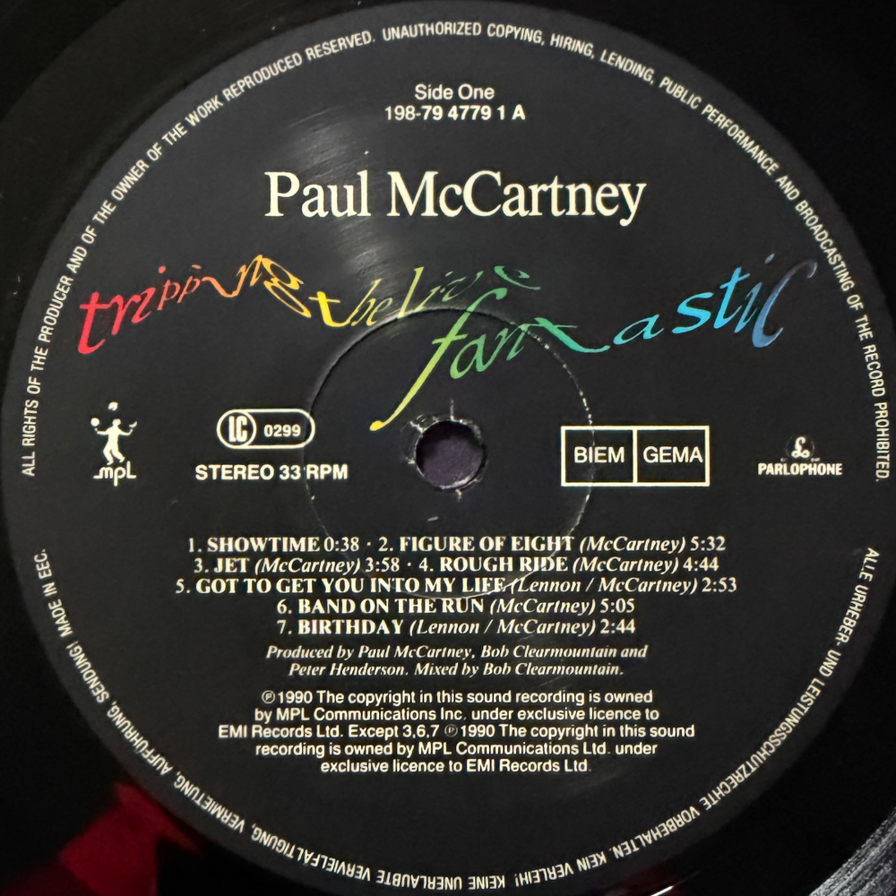Paul McCartney ‎– Tripping The Live Fantastic 3LP (Европа 1990г.)