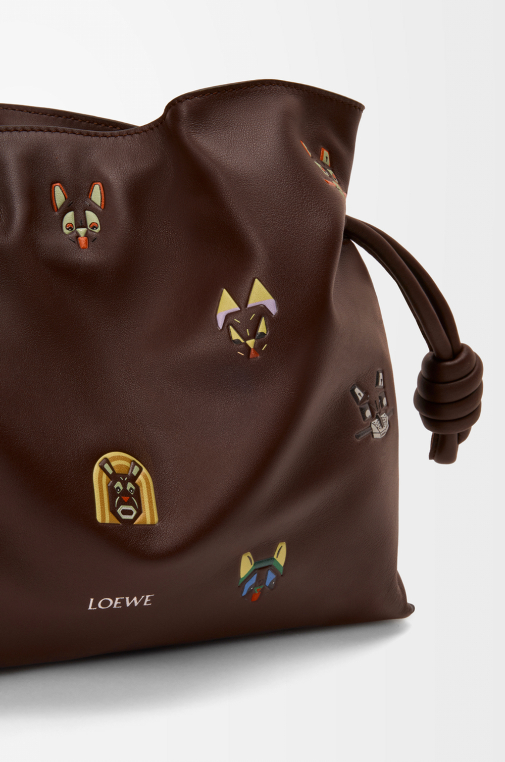 Loewe Сумка-клатч среднего размера Cats Flamenco из телячьей кожи наппа, коричневый
