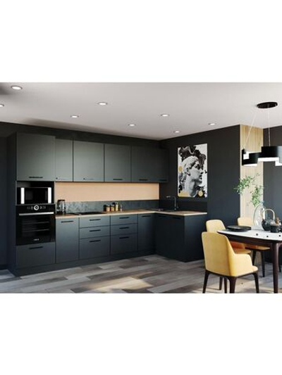 Кухонный гарнитур угловой Антрацит (графит) 3200 1400 мм столешница 26 мм, ЛДСП, просторная угловая кухня для гостиной, студии и большой семьи