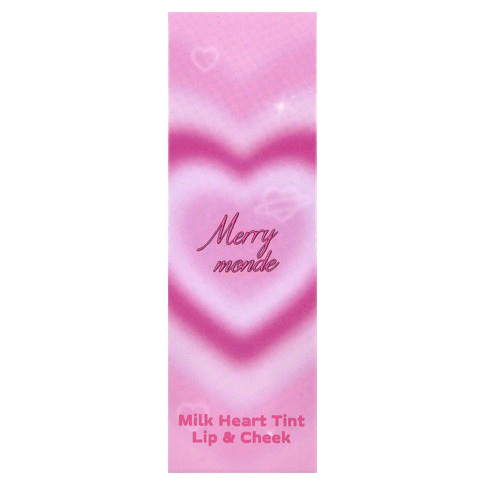 Merrymonde, Milk Heart Tint, оттенок для губ и щек, 02 с клубничным молочком, 5 г