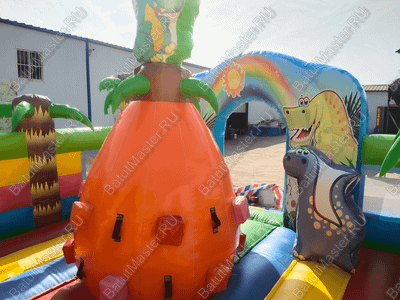 Надувной батут для бизнеса "Хамелеон и динозавры", 8*5*4,5 м