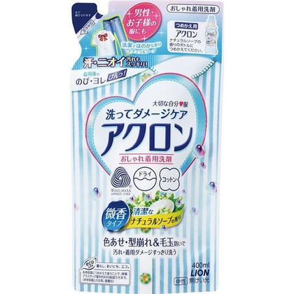 Жидкость для стирки деликатных тканей Lion Япония Akron, натуральное мыло, 400 мл