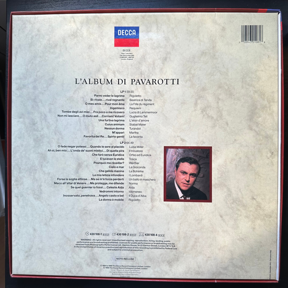 Лучано Паваротти - L'Album di Pavarotti 2LP (Италия 1990г.)