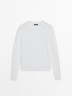 Massimo Dutti Свитер из смесового хлопка, белый