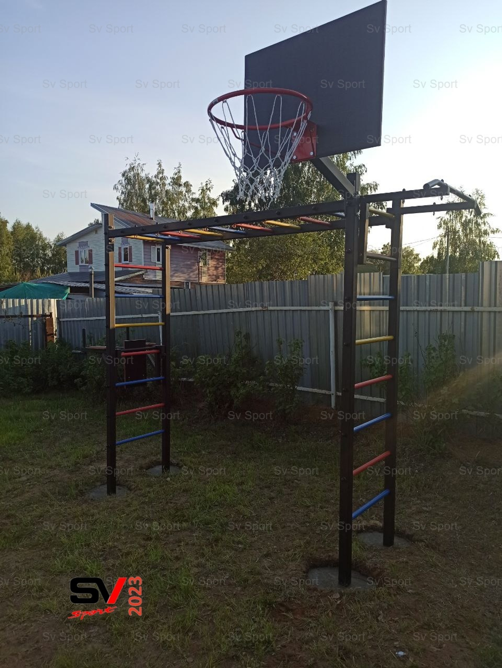 Монтаж уличной шведской стенки Sv Sport Рукоход (4 вертикальных столба)