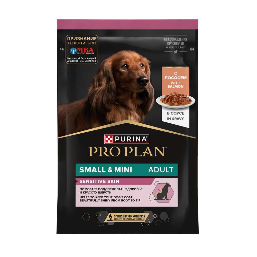 Пауч Pro Plan Sensitive Skin для взрослых собак мелких и карликовых пород с чувствительной кожей с лососем Пауч Pro Plan Sensitive Skin для взрослых собак мелких и карликовых пород с чувствительной кожей с лососем