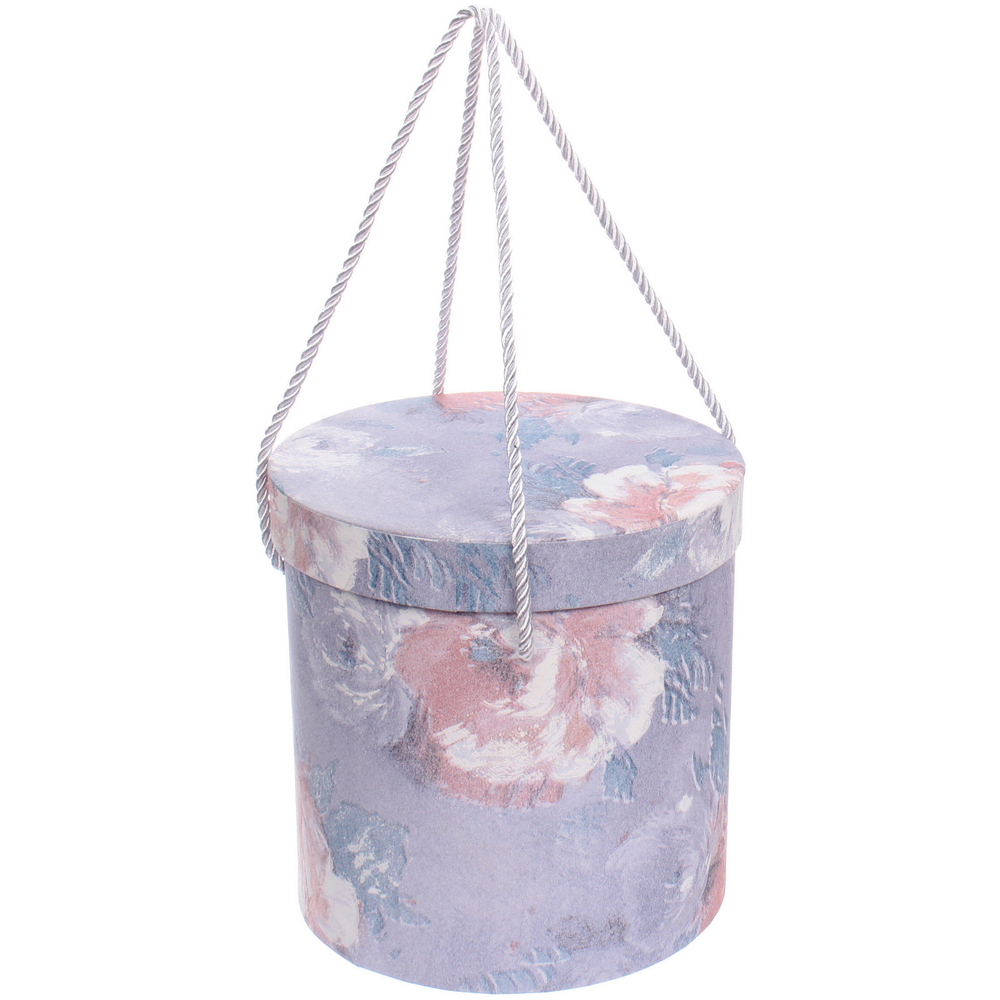 Коробка подарочная «Акварельные цветы» 19*19*18 см, серый