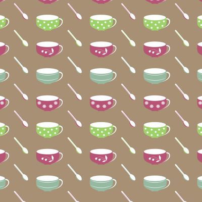 Чашки на фоне цвета какао.