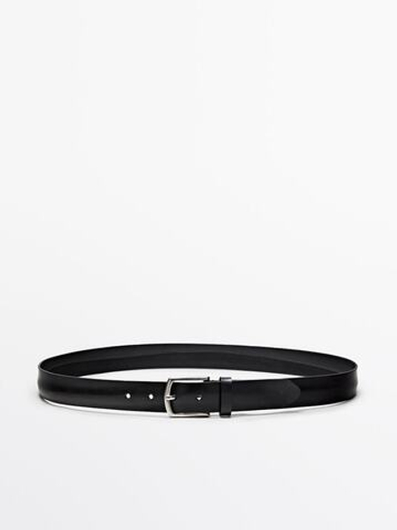 Massimo Dutti Кожаный ремень с эффектом потертости, черный