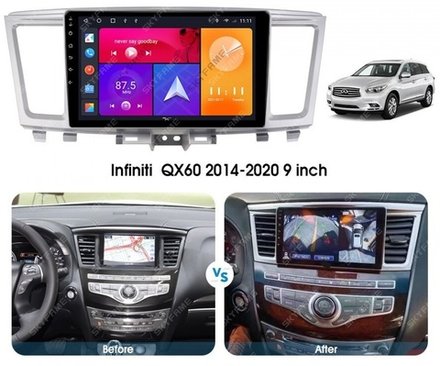 Магнитола для Infiniti QX60, JX35 (пластиковый верх) - Carmedia EW-9201-1 IPS, Android 10, 8 ядер (TS18), 4G SIM-слот