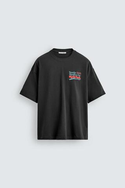 ZARA ФУТБОЛКА С ЭФФЕКТОМ ПОТЕРТОСТИ И НОМЕРАМИ, ЧЕРНЫЙ