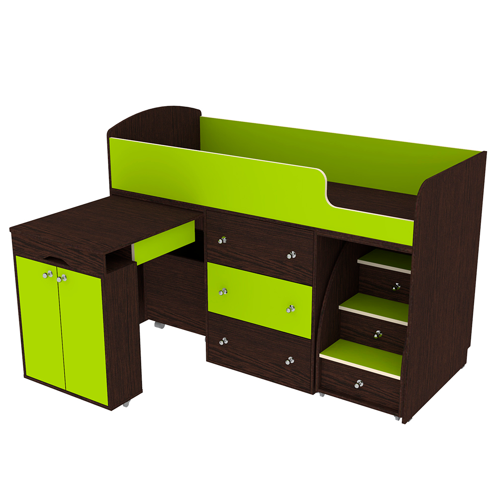 Кровать-чердак КарИВи Малыш Венге Лайм