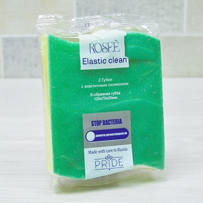 Губка хозяйственная с эластомером S-образная (2шт)