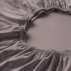 Велюровая простыня на резинке 100x200 Estella 800 kiesel серо-коричневая