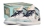 Jordan Air Jordan 1 Mid High top Vintage Basketball Shoes GS Gray White Blue