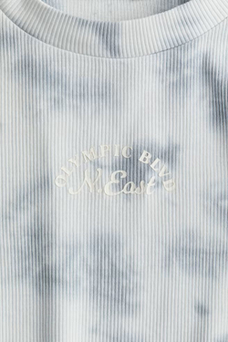 H&M Трикотажный топ в рубчик, светло-голубой