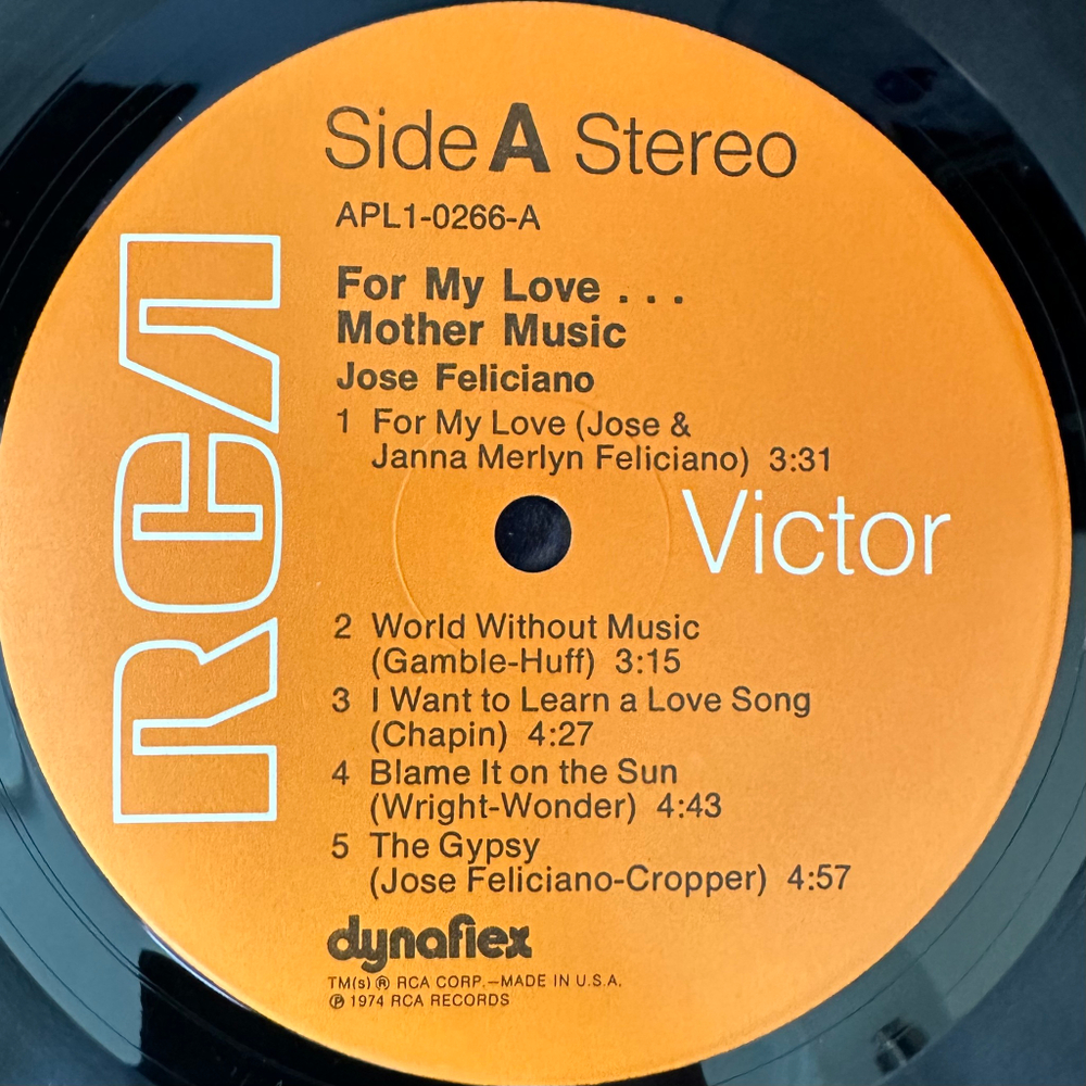 Jose Feliciano - For My Love...Mother Music (США 1974г.)