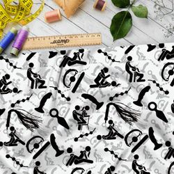 Ткань флис интимная жизнь на белом фоне