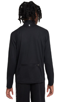 Детская теннисная футболка Nike Boys Dri-Fit Poly+ 1/4 Zip - black/reflective silver - Black