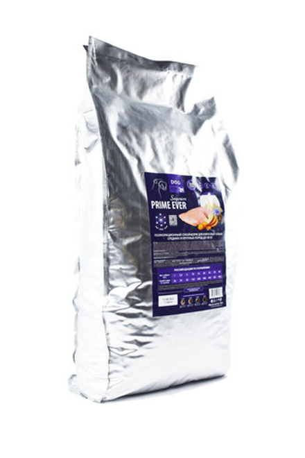 Prime Ever Superior Adult Medium & Maxi Индейка с рисом сухой корм для собак средних и крупных пород 18 кг