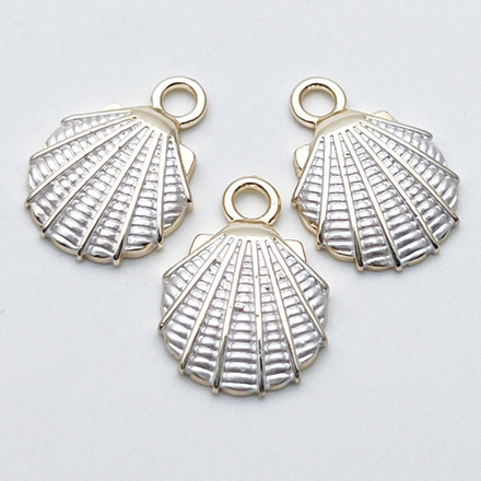 Подвеска Ракушка, цвет золото + светлое серебро, размер 18*13 мм, цена за 1 шт а