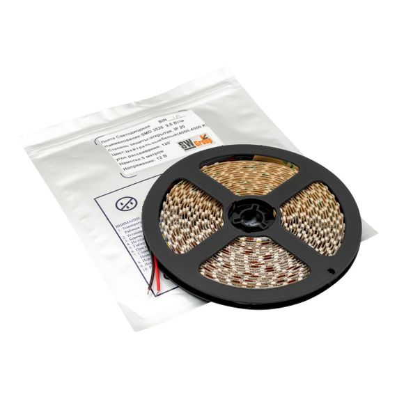 Светодиодная лента SWG 9,6W/m 120Led/m 3528SMD холодный белый 5M SWG3T120-12-9.6-CW-М 009703