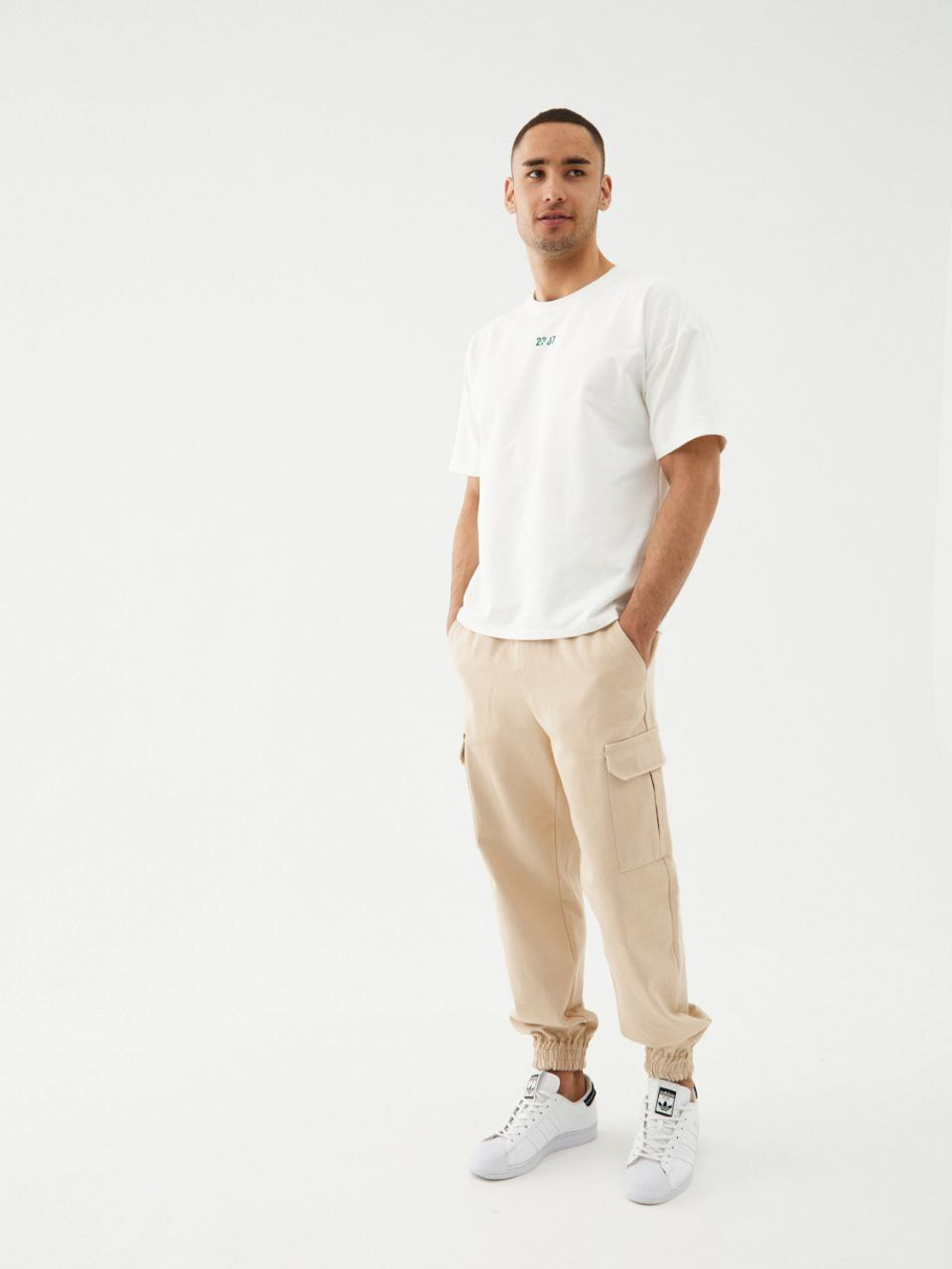 Джоггеры карго хлопковые. Песок