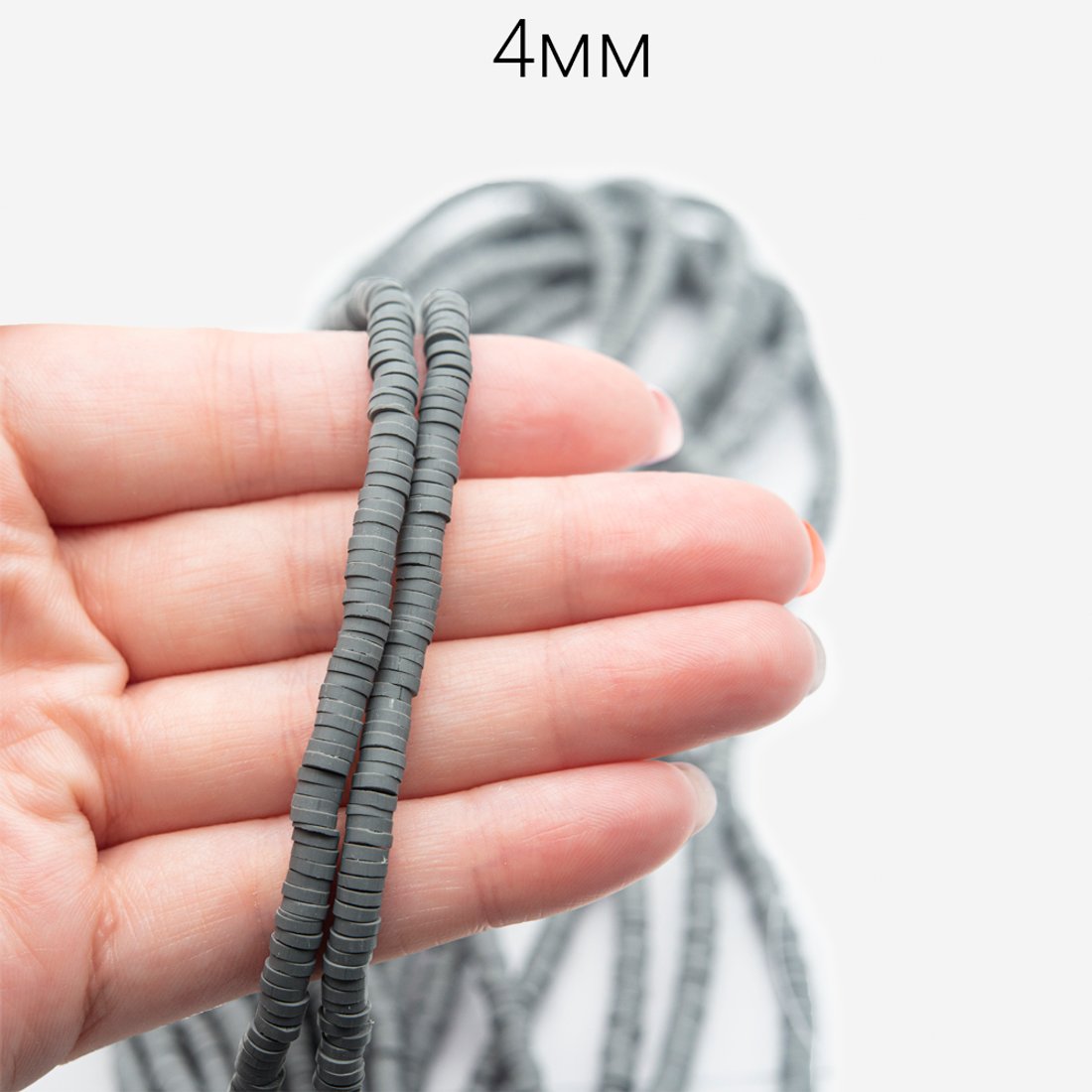 Бусины хеши, каучук, оттенок "Серый", 4*1мм