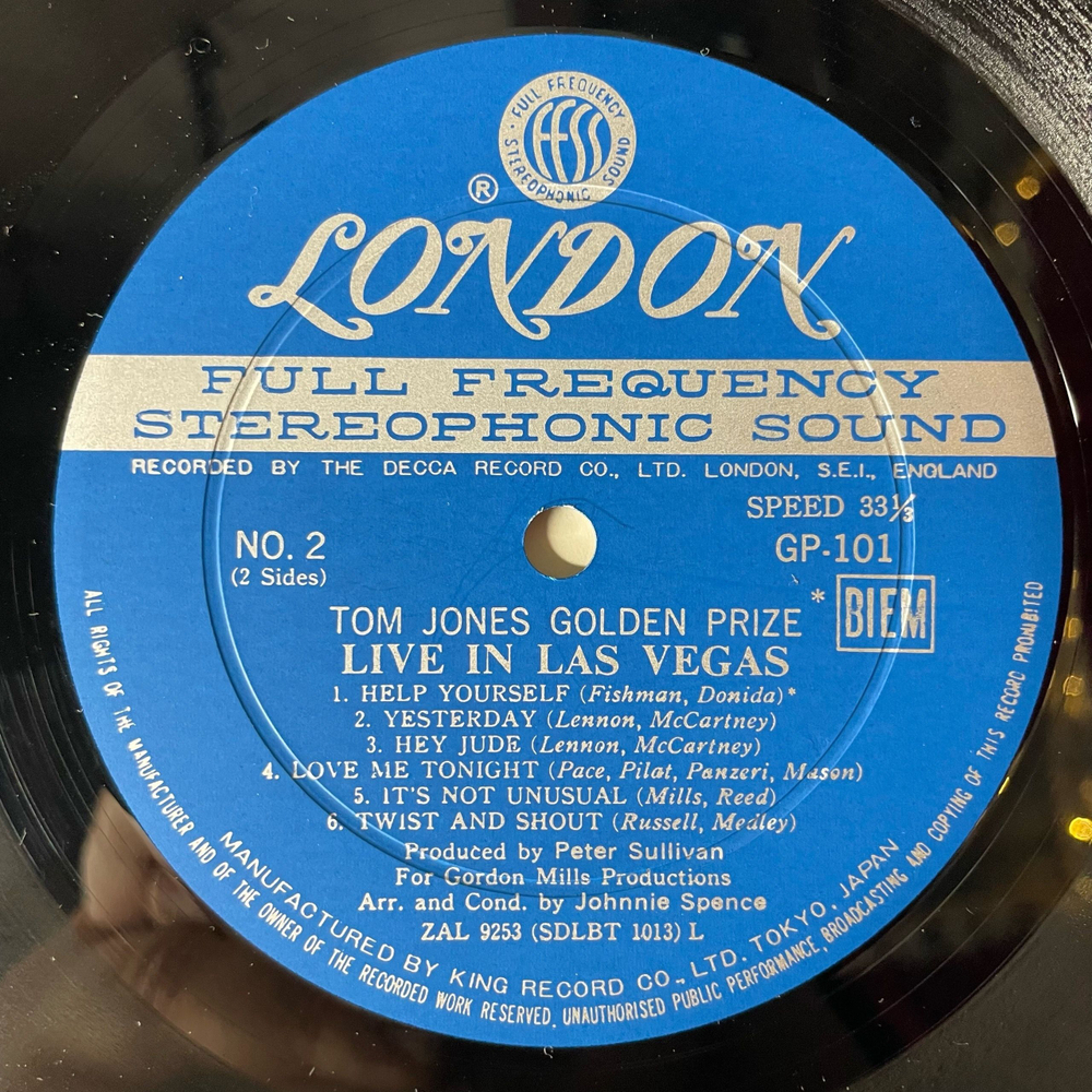 Винтажная виниловая пластинка LP Том Джонс Tom Jones Live In Las Vegas (Япония 1973)