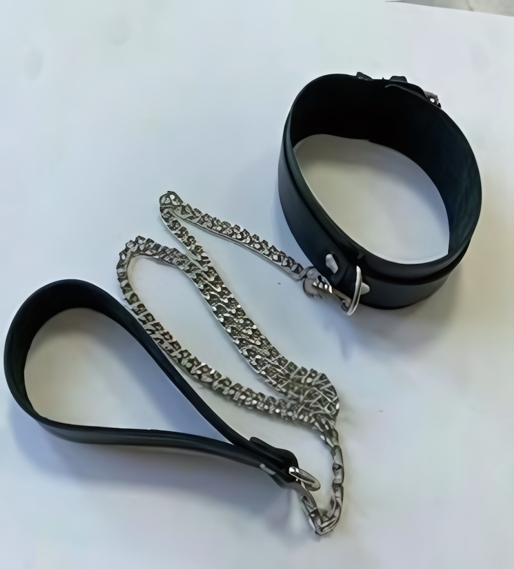 Ошейник Вайлдкэт с поводком-цепочкой (Цвет: черный)