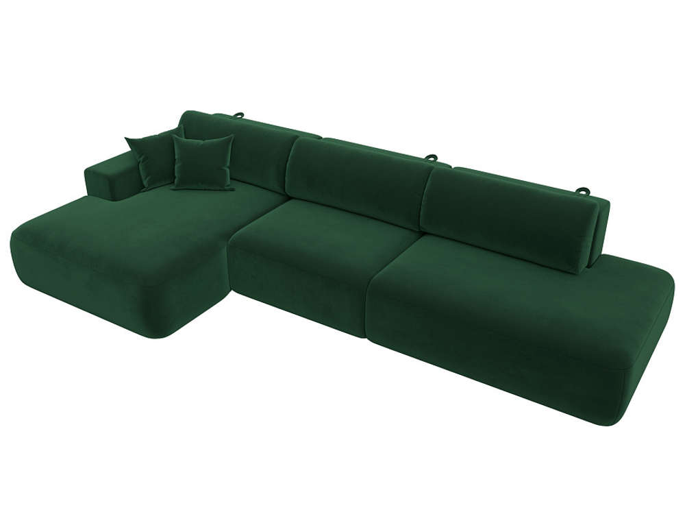 Диван угловой Лига-036 НПБ Модерн Лонг левый угол ВЕЛЮР Зеленый