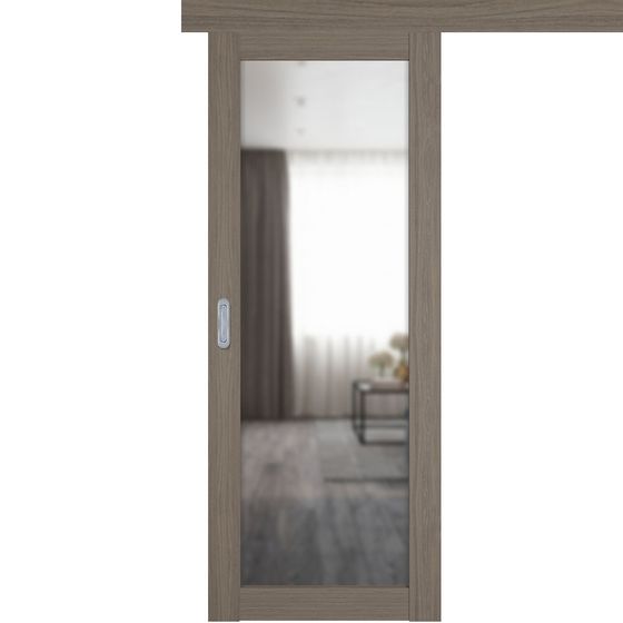 Купить Раздвижная одностворчатая дверь купе Atum Pro 32 Brun Oak с зеркалом с внешней стороны