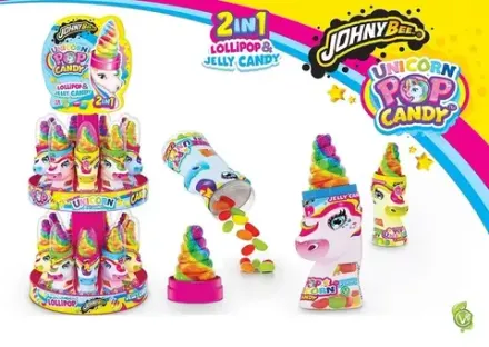 Леденец и марм.драже Johny Bee "Единорог" стенд (Unicorn Pop&Candy Stand) 50гр