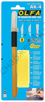 OLFA с профильными лезвиями 6 мм, 4 шт, перовой нож (OL-AK-4)