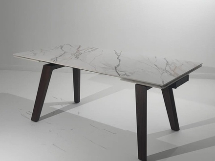 Стол М-City DISAUR Бэтис (Betis) 180 Мрамор (Matte Gilded White Solid Ceramic), Орех (Walnut)