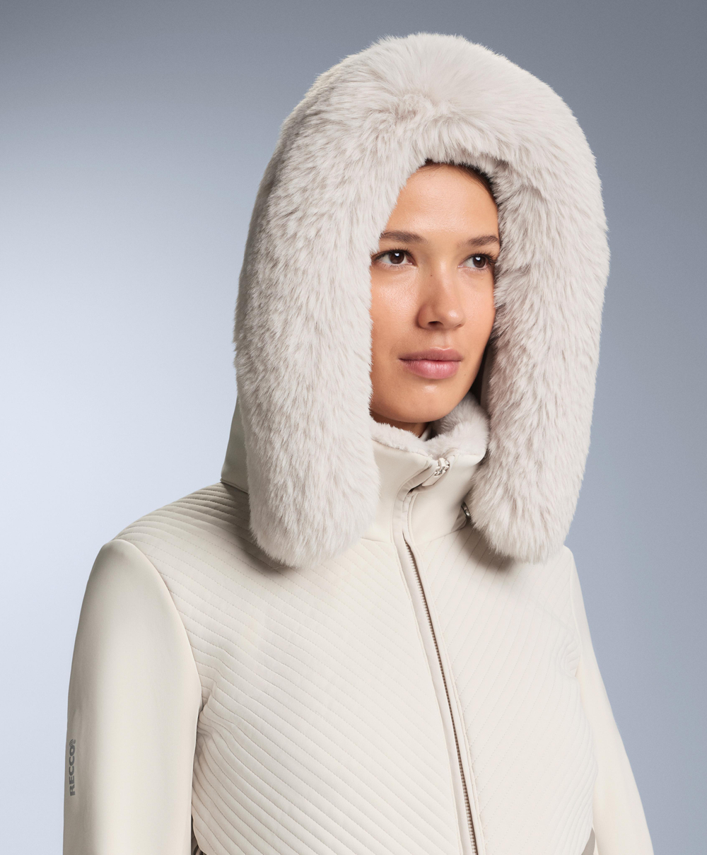 Oysho Водостойкий облегающий эластичный комбинезон SKI в стиле колор-блок, светлый серо-коричневый