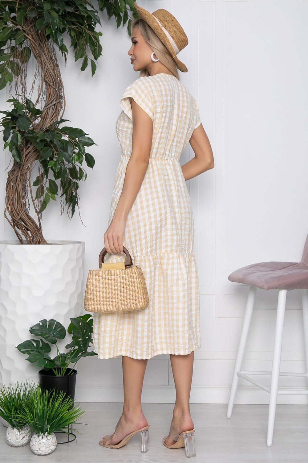 Платье Коста-Рика желтое в клетку П10448 LT Collection