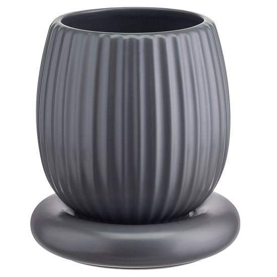 Горшок цветочный серого цвета из коллекции edge, 1,2 л