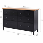 Комод с 8 ящиками деревянный, Хемнэс Hemnes/ Кымор, 160х50х96 см,черный/светло-коричневый