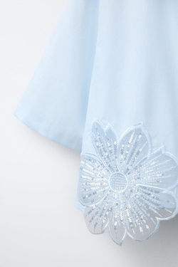 ZARA РУБАШКА С КОНТРАСТНЫМ БЛЕСТЯЩИМ ЦВЕТОМ, СВЕТЛО-ГОЛУБОЙ