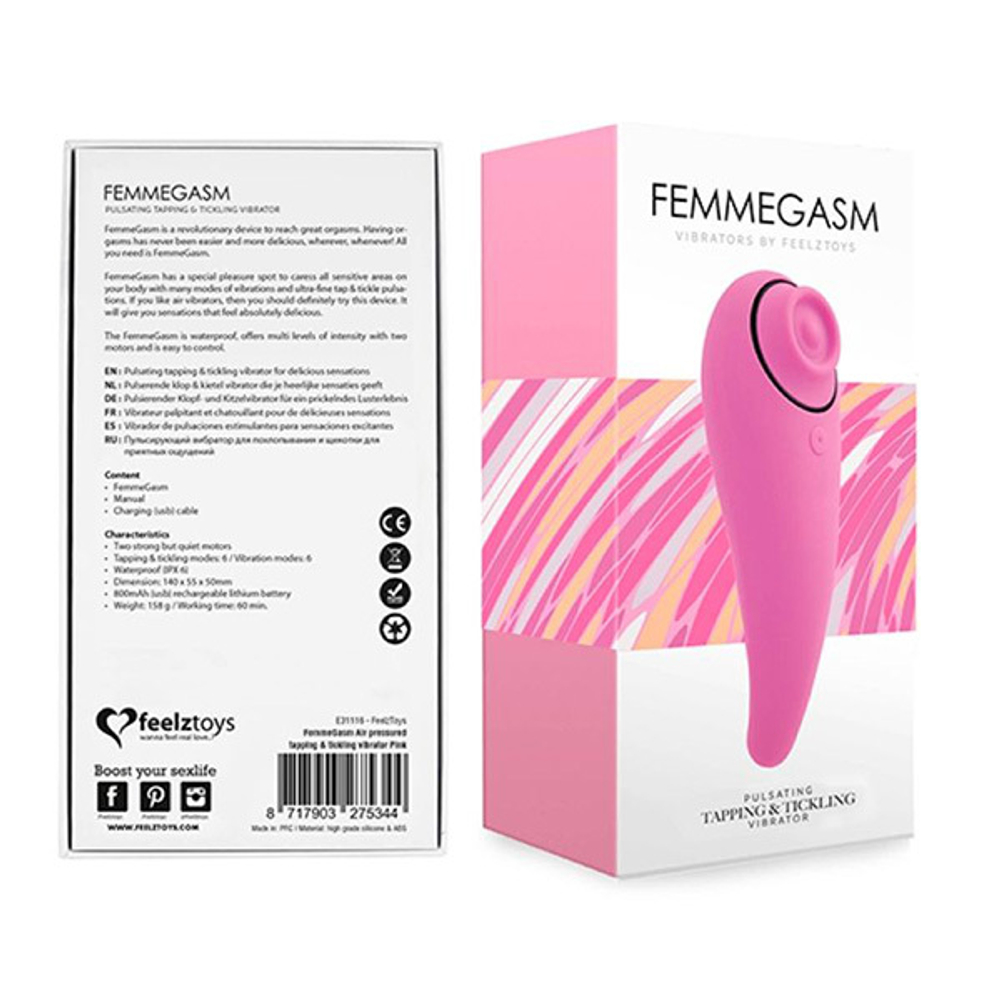 Розовый клиторальный вибромассажер 14см Feelz Toys Femme Gasm