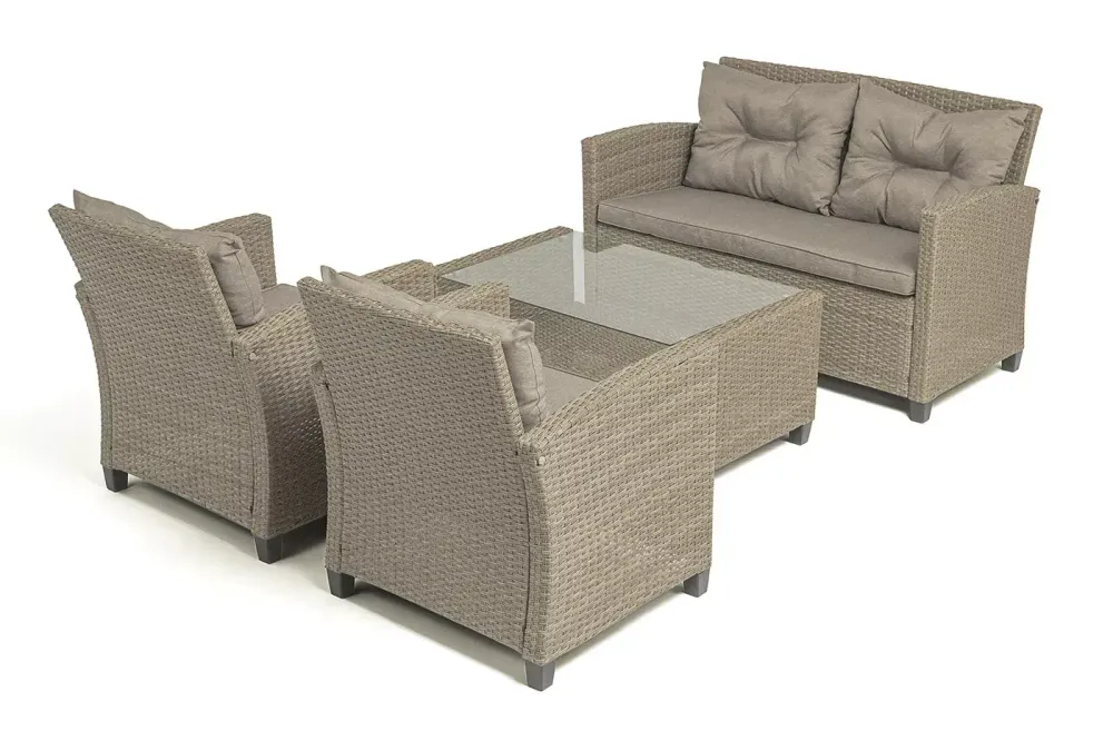 "Филадельфия" лаунж-зона из искусственного ротанга, цвет соломенный, цвет подушек бежевый