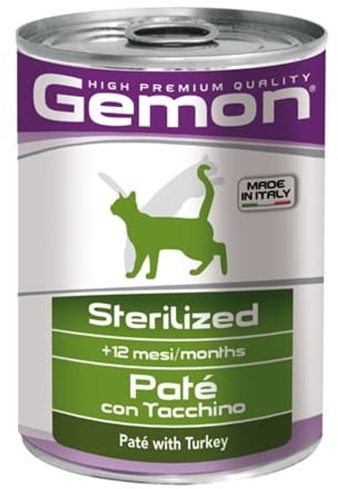 Gemon 400г Cat Sterilised консервы для стерилизованных кошек паштет индейка