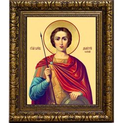 Димитрий Солунский Мироточивый великомученик. Икона на холсте.