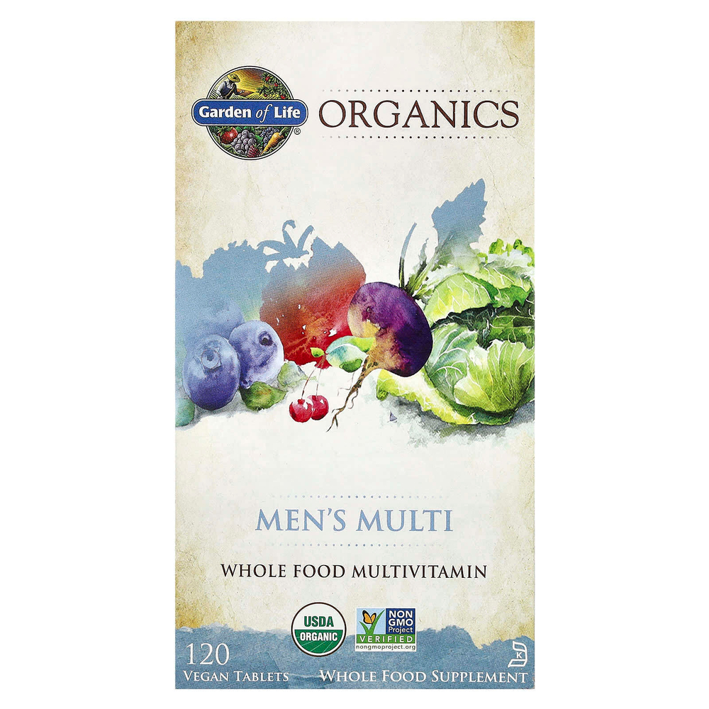 Garden of Life, MyKind Organics, мультивитамины для мужчин, 120 веганских таблеток