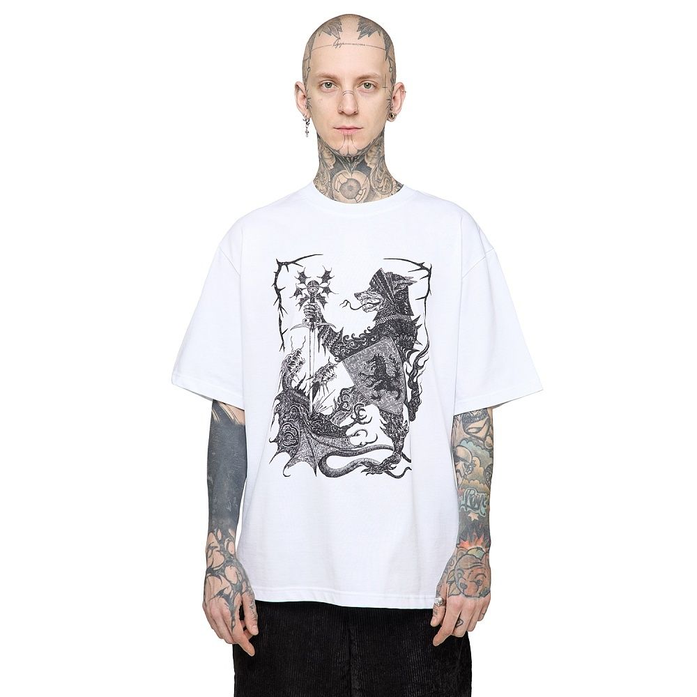 Футболка Волчок Warrior Wolf белая