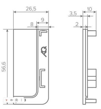 Заглушка глухая правая для горизонт. L-образного профиля Gola-X, белый, AQ