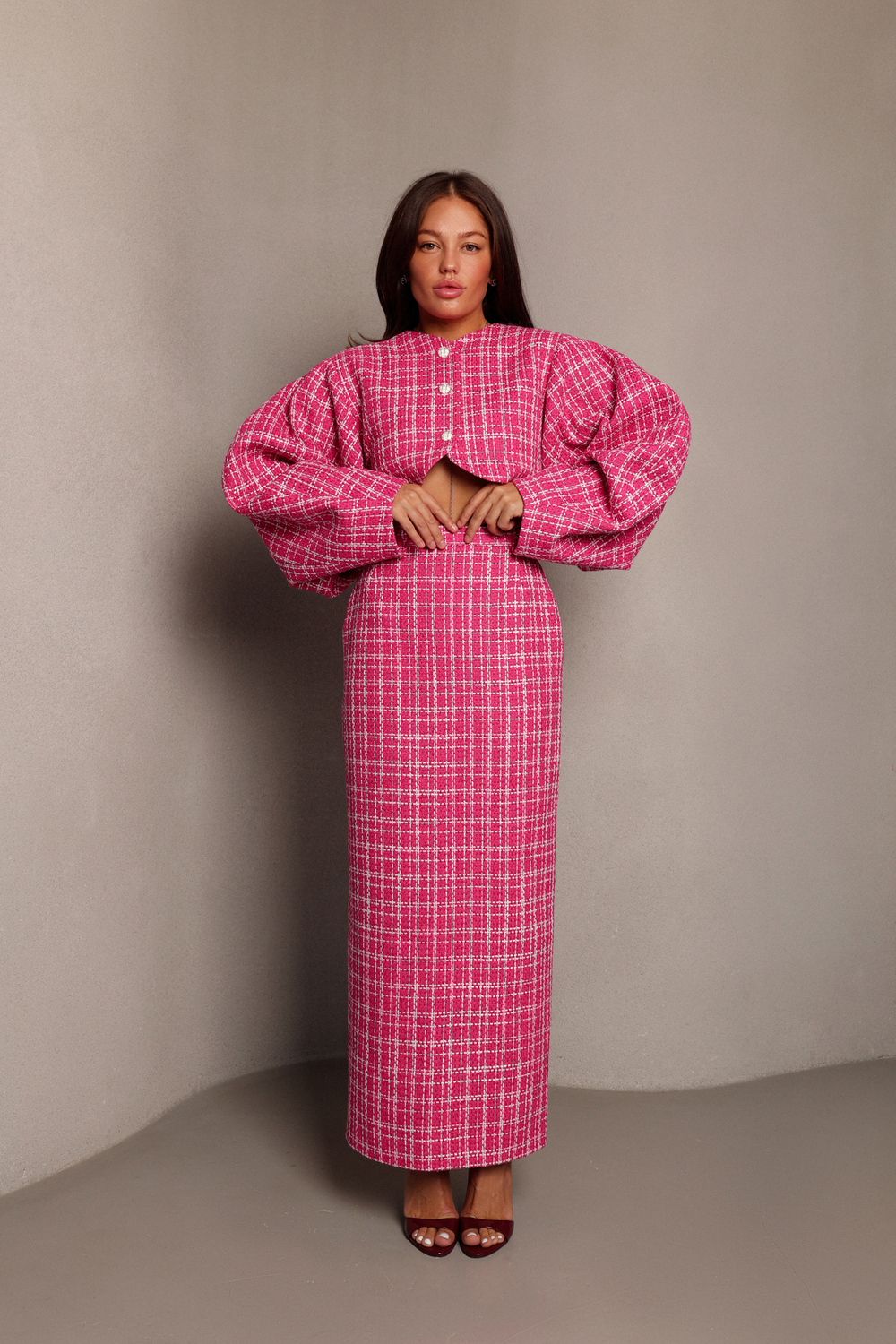 Жакет из твида О-силуэта