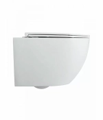 Унитаз подвесной с инсталляцией Agger ATI07150+APB100 белый, с крышкой микролифт, безободковый, слив-торнадо, с кнопкой хром